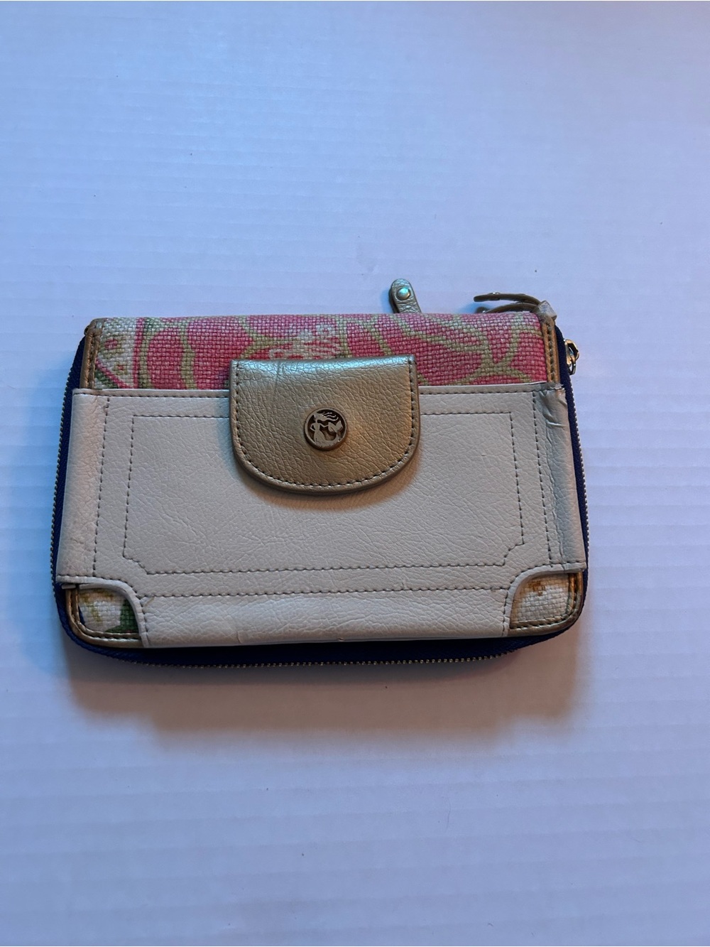 Spartina 449 Daufuskie Island Mermaid Linen and Leather Wallet Wristlet